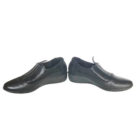 Revere Tangier Zip Loafer Shoe US 8 Black French Black Lizard Leather - Picture 7 of 12